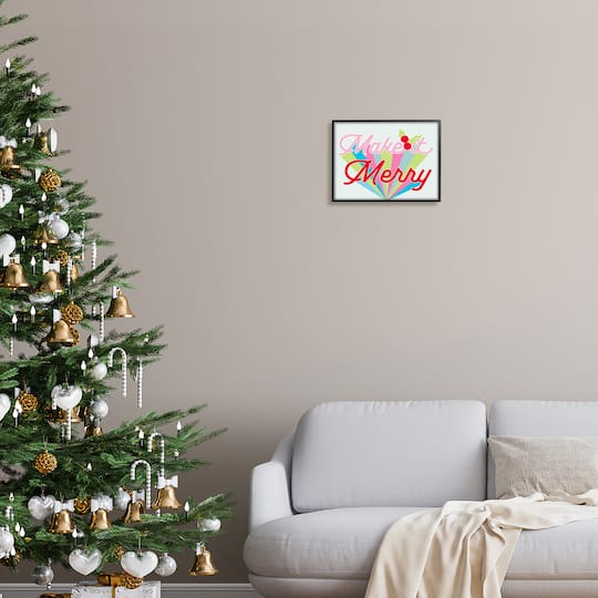 Stupell Industries Make It Merry Bold Christmas Stripes Framed Giclee Art